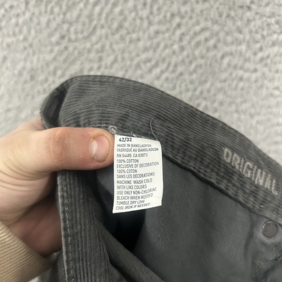 American Eagle Jeans Mens 42x32 Gray Corduroy Original Straight Pants Cotton - Picture 9 of 11